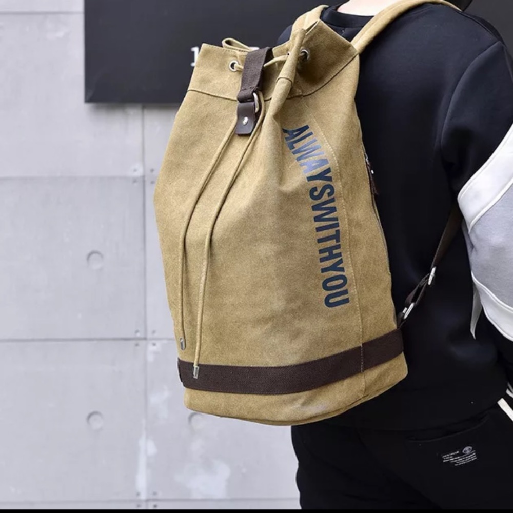 Men’s Canvas Backpack khaki big capacity bag